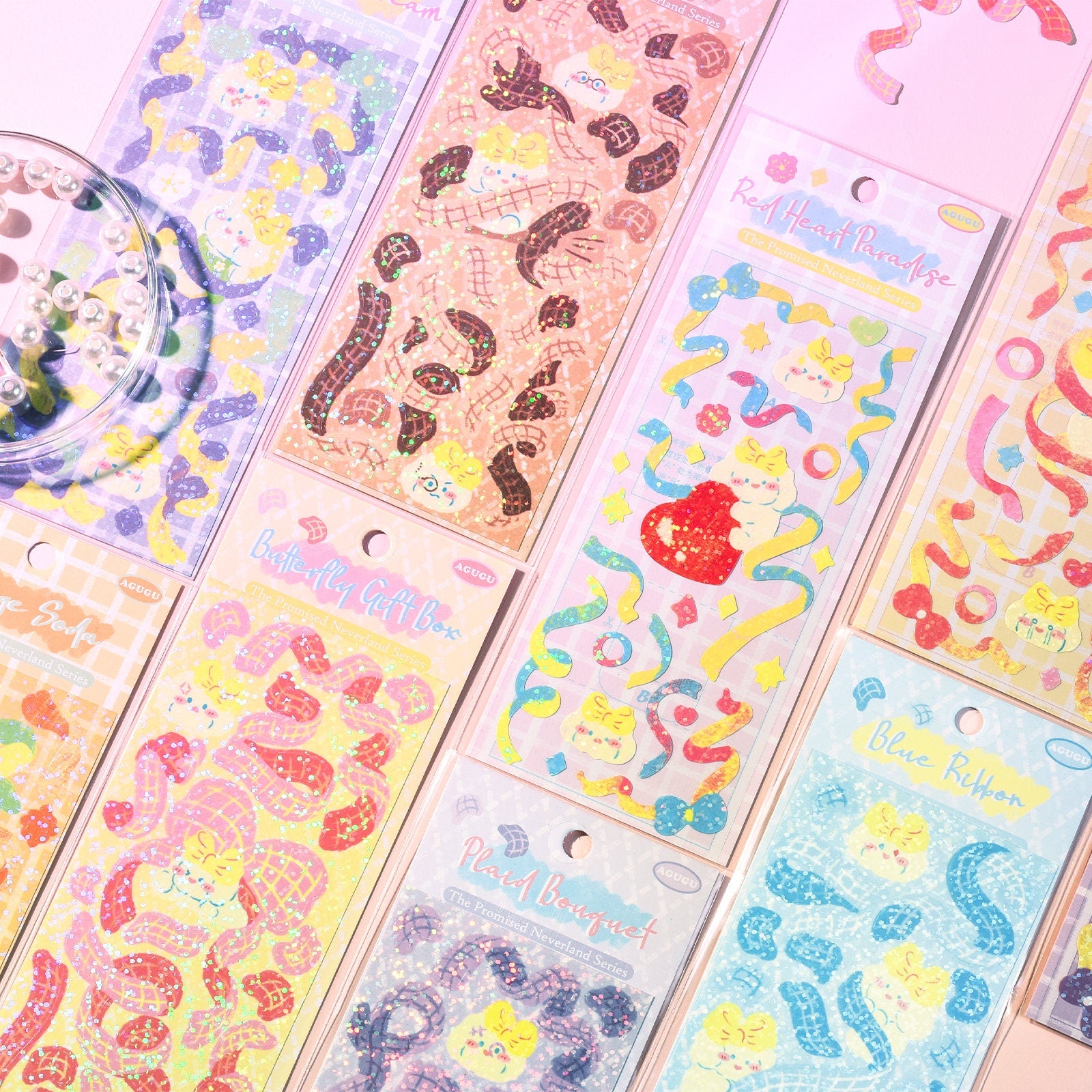 Kawaii colorful ribbon sticker sheet, card making stickers